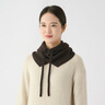 無印良品 MUJI 帶風(fēng)帽的 圍脖巴拉克拉法帽保暖護(hù)耳毛線帽冬季帽子小紅帽 深咖啡棕色 寬26*長49cm 曬單實(shí)拍圖
