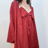 果殼（Gukoo）情侶睡衣冰絲睡衣女紅色新婚晨袍家居服套裝男 女士兩件套 M  曬單實拍圖