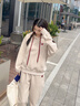 FSHE2025鹽系連帽衛(wèi)衣休閑運(yùn)動(dòng)套裝女春秋新款時(shí)尚洋氣顯瘦跑步兩件套 杏色 [春秋不加絨套裝] L 105-120斤 曬單實(shí)拍圖