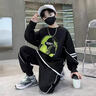猴兄仔男童衛(wèi)衣套裝春季中大兒童休閑學(xué)生運(yùn)動(dòng)服兩件套男孩洋氣春秋裝潮 黑色 150 曬單實(shí)拍圖