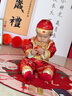GOKU嬰兒抓周禮服中式唐裝套裝男寶寶周歲衣服紅色喜慶百天滿(mǎn)月兒童 繁星袖長(cháng)  六件套 常規 80 (L) 建議體重15-20斤 曬單實(shí)拍圖