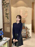 AEMAPE正肩半開領(lǐng)中袖針織打底衫毛衣女裝春秋2025新款拉鏈內(nèi)搭打底上衣 藏青色【長袖】 L 【建議110-120斤】 曬單實拍圖