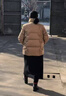 鴨鴨（YAYA）中老年羽絨服女2024冬季短款立領印花加厚保暖媽媽裝外套MDM YE4B617133B-卡其色 XL 曬單實拍圖