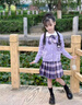 安妮優(yōu)兒女童秋裝連衣裙2025新款女孩公主裙洋氣jk學(xué)院風(fēng)春秋兒童套裝裙子 紫色三件套【裙子+襯衣+開(kāi)衫】 150 曬單實(shí)拍圖