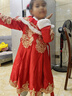 歐育女童漢服兒童秋冬款2025新網(wǎng)紅拜年服加絨喜慶女孩新年禮衣服 B2003紅色 加厚 漢服裙2件套 130 曬單實(shí)拍圖