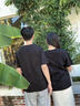 GENIOLAMODE短袖t恤男簡(jiǎn)約夏季新款白色純棉寬松大碼男生日系潮流男裝ins半袖 黑色(熊貓趴胸標(biāo)) XL (180) 曬單實(shí)拍圖