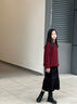 優(yōu)優(yōu)1點（Yoyo one）過年服女童兒童2025蛇年本命紅色毛衣裙子套裝新年拜年衣服女大童 19741毛衣+4541黑色 160 160cm 曬單實拍圖