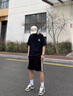 MR-90美式潮牌短袖套裝男女夏季休閑寬松純棉重磅T恤迷彩短褲兩件一套 白色短袖+藍(lán)色短褲（NE19） L （建議130-150斤） 曬單實(shí)拍圖