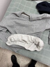 拇指白小T圓領(lǐng)純色衛衣男女春秋潮流百搭長(cháng)袖上衣打底衫情侶裝 淺麻灰 M  曬單實(shí)拍圖