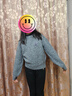 ELLE KIDS童裝 法式經(jīng)典埃菲爾鐵塔刺繡針織衫女童冬季燈籠袖毛衣 花灰色 160 (S) 曬單實(shí)拍圖