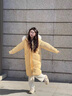 托瑪菲連帽羽絨棉服女冬季2025新款中長(cháng)款高級感加厚大毛領(lǐng)棉衣棉襖外套 黃色 M 碼 曬單實(shí)拍圖