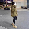 可蓓兒冬季保暖羽絨服女裝冬天流行風(fēng)格媽媽裝卡其色鴨絨服連帽外套 3XL 曬單實(shí)拍圖