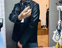 WHIM NASA男士皮衣外套男春季美式休閑復古皮夾克中青年機車(chē)加絨加厚秋冬季 黑色 XL 曬單實(shí)拍圖
