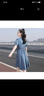 DOGHC12-16歲中學(xué)生牛仔連衣裙女大童少女孩夏季新款娃娃領(lǐng)中長款裙子 牛仔藍-夏季薄款 160 (L) 110-125斤 曬單實拍圖