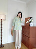 布符（Cloth Fu）布符2025年春季原創(chuàng)設(shè)計新款女士米白亮光松緊腰直筒褲百搭休閑褲 米白 M 曬單實拍圖