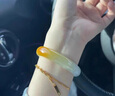 伊夢(mèng)嬌緬甸翡翠黃翡冰糯種手鐲正圈雞油黃蜜糖色老坑玉手鐲翡翠處理鐲子 63mm 曬單實(shí)拍圖