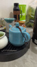 連山閣 汝窯過濾茶壺單壺內(nèi)置網(wǎng)隔內(nèi)膽紅茶泡茶器大號功夫茶具開片可養(yǎng)陶瓷大容量泡茶壺禮品 藍色汝窯過濾茶壺410ml 曬單實拍圖