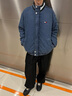 TOMMY JEANS秋冬男裝美式復古運動(dòng)風(fēng)潮流刺繡寬松工裝拼色立領(lǐng)牛仔外套 牛仔藍1A4 L （推薦：160-180斤） 曬單實(shí)拍圖