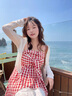 曦牧遙大碼女裝夏季新款胖mm法式小眾設(shè)計(jì)感格子吊帶外搭開衫套 格子吊帶 M 建議80-100斤 曬單實(shí)拍圖