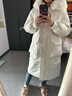 LEDE羽絨服女中長(cháng)款2025新款寬松冬季輕薄新國標羽絨女外套 泡泡袖米白色 M 建議130-160斤 曬單實(shí)拍圖