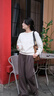 旅途原品ltyp 250G美麗諾羊毛混紡及地褲 時(shí)尚垂感休閑長(zhǎng)褲女秋 黑花灰 S 曬單實(shí)拍圖