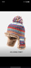 卡蒙（Kenmont）手工編織彩虹條紋毛絨護耳毛線(xiàn)帽女加絨加厚保暖針織帽km-9488 曬單實(shí)拍圖