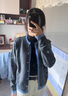 拉夏貝爾2025春裝設計感撞色假兩件針織開(kāi)衫女秋季韓版圓領(lǐng)單排扣針織毛衣 藍撞灰 均碼 120斤以?xún)?曬單實(shí)拍圖