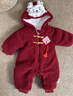 班喜迪嬰兒衣服秋冬裝嬰幼兒寶寶新年連體衣百天周歲禮服外出過(guò)年拜年服 紅色 80cm 曬單實(shí)拍圖