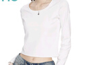 NOME長(cháng)袖t恤女早秋新款辣妹內搭打底衫短款高腰上衣 白色 M  曬單實(shí)拍圖