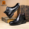 老人頭（LAORENTOU）馬丁靴男高幫秋冬加絨保暖布洛克休閑鞋切爾西棉鞋 LA129 黑 42  曬單實(shí)拍圖