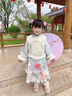 迪士尼女孩秋冬季加絨加厚洛麗塔年服三件套女寶寶古裝超仙漢服連衣裙 藍(lán)色i 120 曬單實(shí)拍圖
