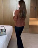 哈夫朵大碼女裝套裝洋氣減齡微喇褲顯瘦遮肚子胖妹妹春裝襯衫上衣女 3329磚紅上衣 【單件】 3XL 建議【145-160斤】 曬單實(shí)拍圖