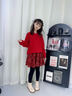 小豬彼特女童加絨裙褲兒童秋冬季加厚褲裙紅色新年打底褲女大童假兩件褲子 2201紅色【加絨·裙褲】 130 cm 曬單實(shí)拍圖