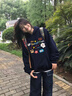 DGOV休閑百搭卡通連帽衛(wèi)衣女黑色2025春秋新款寬松春秋款帽衫 藏藍(lán)色連帽 （zt） M 【85-100斤】 曬單實拍圖