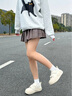 霍蜻小白鞋女2025春季新款奶fufu大頭面包鞋女厚底增高魔術(shù)貼鞋子女 米白色 37 曬單實(shí)拍圖