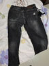 花花公子（PLAYBOY）牛仔褲男褲子男秋冬季男士休閑褲修身潮流彈力小腳褲 黑色加絨 34 曬單實(shí)拍圖