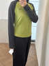雲上生活【云朵T】透氣撞色修身插肩袖T恤長(cháng)袖2025秋T9875 灰拼綠 50支絨感絲柔棉 230G L 曬單實(shí)拍圖