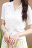 歌力思（ELLASSAY）【博主同款】25春夏新款棉莫代爾柔軟親膚短袖針織衫女EWB362M009 純凈白 L 曬單實(shí)拍圖