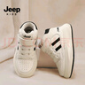 Jeep吉普兒童運動(dòng)鞋2026新款高幫鞋男童板鞋魔術(shù)貼春秋女童皮面童鞋子 白色（加絨） 38 鞋內長(cháng)約23.6cm 曬單實(shí)拍圖