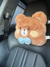 艾布與棉花汽車(chē)坐墊冬季加絨可愛(ài)車(chē)坐墊毛絨秋冬季座椅加熱墊子保暖一體座墊 小萌熊-頭枕*1 曬單實(shí)拍圖