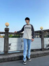 啄木鳥牛仔褲男2025夏季新款寬松百搭直筒闊腿褲男秋季青少年休閑褲男褲 淺藍(lán) 3XL 建議160-180斤 曬單實(shí)拍圖