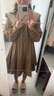 紫涵撞色披肩連衣裙女年冬季復古休閑風高腰襯衫式中長裙 卡其 S 曬單實拍圖