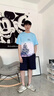 嘉曄漸變短T恤2025夏季款短袖t恤男潮流百搭學生印花半袖衣服男裝上衣 潮人大船藍色 M 曬單實拍圖