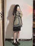 派吉鯊美式加絨加厚衛(wèi)衣女秋冬新款oversize連帽棒球服拉鏈開(kāi)衫大碼外套 灰綠色(春秋) 薄款 M 曬單實(shí)拍圖