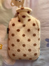泊斯爾（borth） 注水熱水袋安全加厚防爆沖水暖水袋沖水充水暖手袋大號PVC暖腰腹 米色波點(diǎn)【大號】2升 曬單實(shí)拍圖
