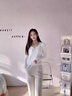 PMOG加絨保暖低領(lǐng)針織打底衫女秋冬洋氣內(nèi)搭修身短款v領(lǐng)白色加厚毛衣 白色[加絨] M[建議91-100斤] 曬單實(shí)拍圖