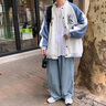 Shelley Jones美式復(fù)古棒球服外套男春秋季新款ins寬松潮流大碼休閑夾克上衣服 2259白色 XL (建議130-150斤) 曬單實(shí)拍圖