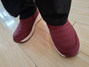 足力健老人鞋加絨羊毛靴中老年防寒保暖雪地靴棉鞋冬季女鞋 8689K酒紅41 曬單實(shí)拍圖