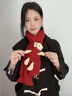 viney圍巾女冬季紅色保暖針織毛線圍脖輕奢披肩生日情人節(jié)禮物送女友 紅色禮盒裝 可愛小熊高顏值時尚防寒 曬單實拍圖