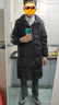 森馬羽絨服男三防中長款外套撞色運動風冬裝厚款情侶時尚 暮藍（灰鴨絨）81003 XS 曬單實拍圖